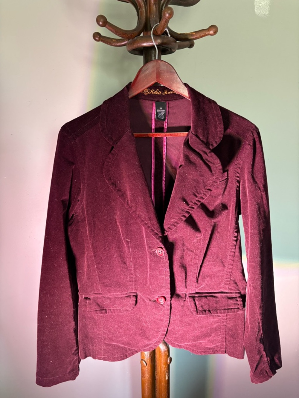 Women's Burgundy Corduroy Blazer Jacket